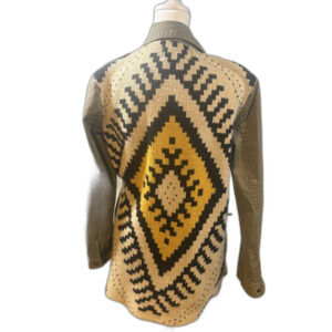 Blu Pepper Mixed Media Southwestern Knit Back Utility Jacket Olive Small Boho